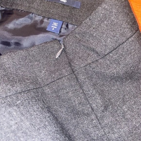Gap Wool Blend Pleated Front Grey A Line Mini Skirt - Picture 8 of 13
